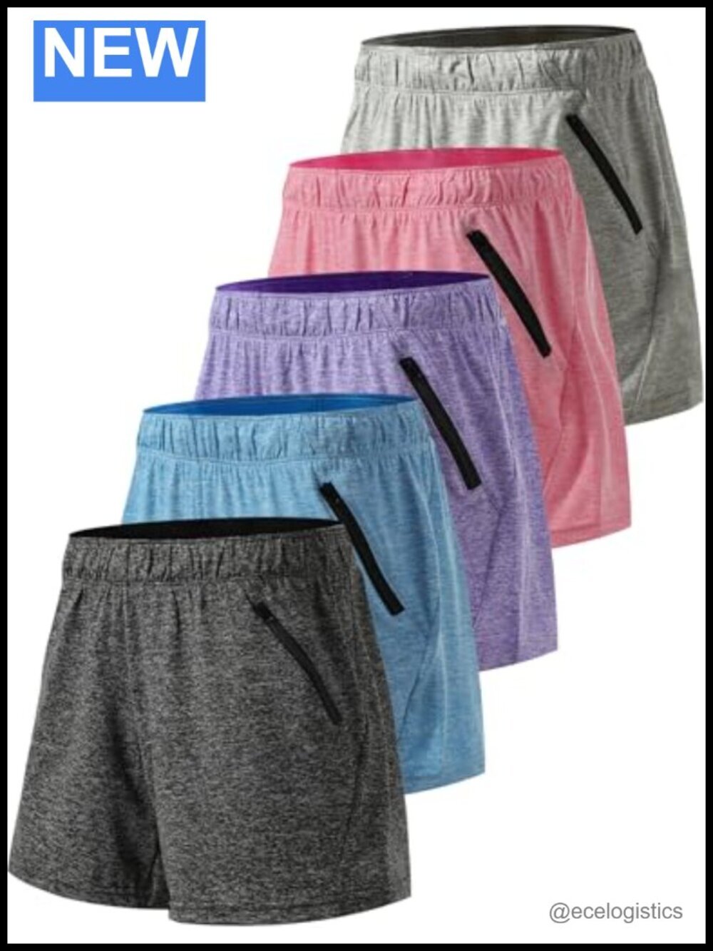5 Pack Women's Lounge Workout Shorts with Zipper Pockets 5" Inseam